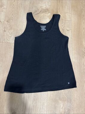 Lucky Brand Women's Cotton Black Scoop Neck Tank